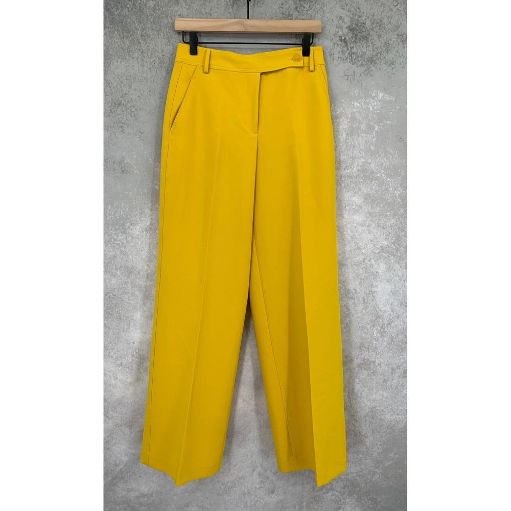 Zara Wide Leg Pants Womens XS Yellow Trousers High Rise Fall Career Colorful